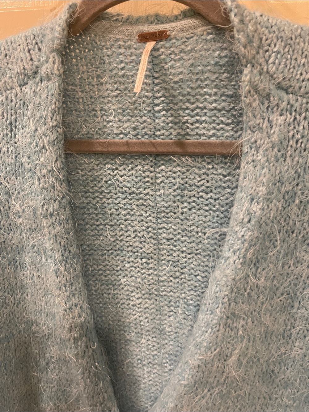 Free people Soft turquoise Fuzzy Cardigan Sweater - Picture 2 of 4